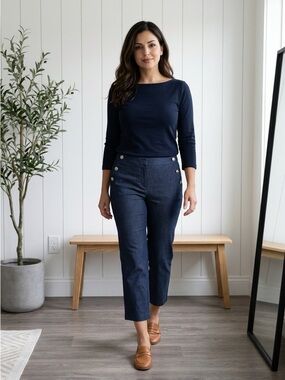 LOFT Navy The Riviera Slim Pants